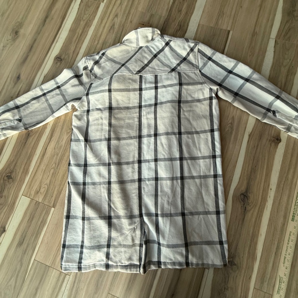 The North Face Women's XXL White Dune Plaid Long Sleeve Button Up Shirt Jacket - Picture 8 of 9
